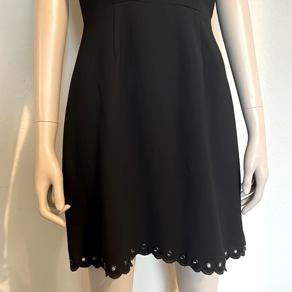 Sam Edelman black scalloped trim grommets cocktail sheer mini dress, size 4 - Picture 4 of 10